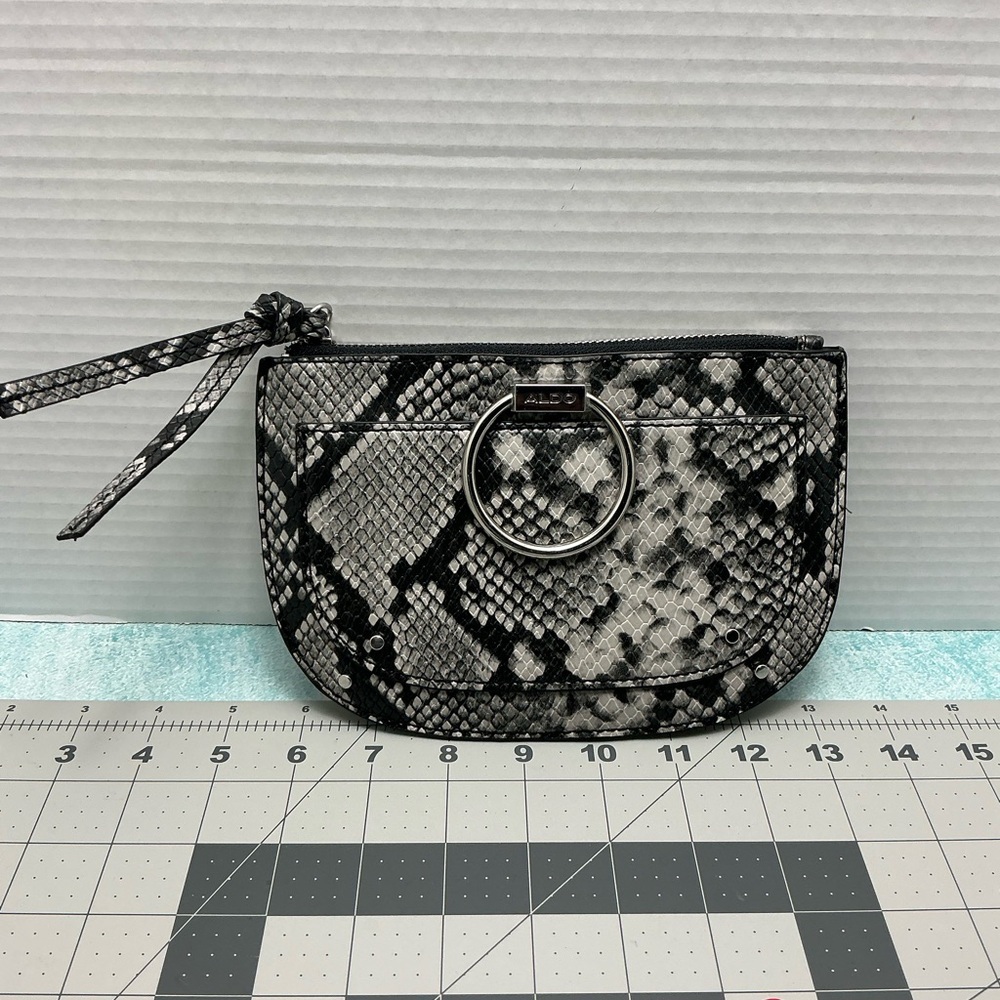 Aldo Black and Gray Snake Print Clutch
